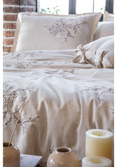 Ecocotton Libera Krem/bej Çift Kişilik %100 Organik Pamuk Nevresim Takımı Krem - Bej