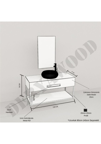 Deryawood  Wind Ahşap Banyo Rafı 40*130*76 Açık Ceviz Çok Renkli