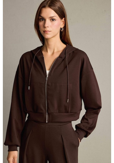 Defacto Kapüşonlu Modal Fermuarlı Sweatshirt G2915ax25aubn336 Kahve