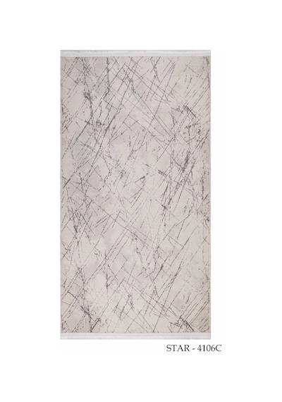 My Evilla Modern Dekoratif Star Seri Krem Gri Dokuma Halı Star4106c