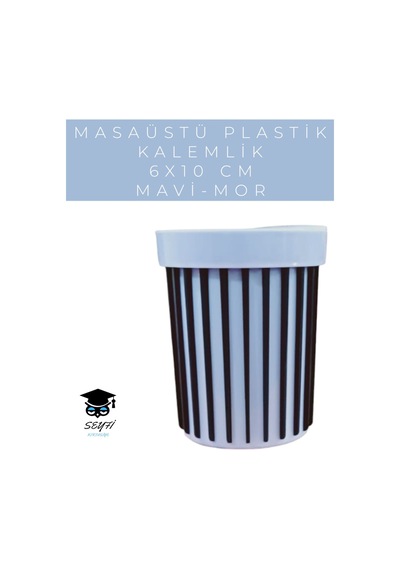 Masaüstü Plastik Kalemlik 6x10 Cm Renkli Mavi