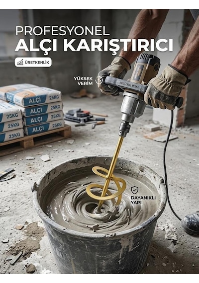 Dayanıklı Metal Harç Ve Boya Karıştırıcı Vidalı Matkap Ucu - 12cm Çapında Matkap Uyumlu Harç Boya Çimento Alçı Karıştırıcı Mikser Ucu 58x17cm