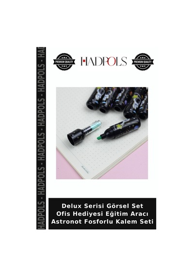 Delux Serisi Görsel Set Ofis Hediyesi Eğitim Aracı Astronot Fosforlu Kalem Seti Çok Renkli