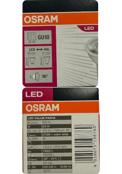 6 Adet Osram 6.9w 80w 2700k Sarı Işık Gu10 Duylu Led Spot Ampul