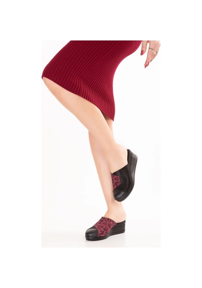 Gondol Kadın Hakiki Deri Dolgu Topuk Leopar Detaylı Sabo Terlik Özl.81 Bordo Leopar Bordo - Leopar Gondol Kadın Hakiki Deri Dolgu Topuk Leopar Detaylı Sabo Terlik Özl.81 Bordo Leopar Bordo - Leopar