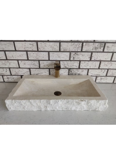 Traverten Yay Patlatma Mermer Lavabo