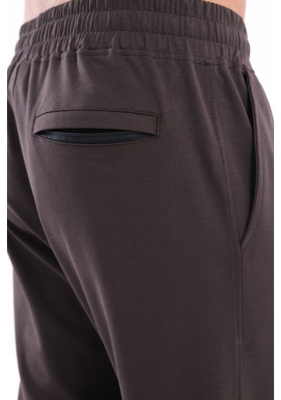 Rowinger Modal İnterlock Kumaş Nakış Logolu Paçası Lastikli Erkek Jogger Eşofman Altı Brown