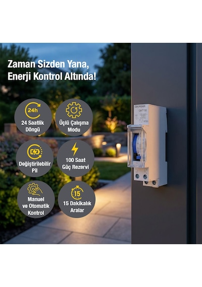 Günsan Mekanik Zaman Saati 100 Saat Rezervli, 24 Saatlik Otomat Tipi 220 240v Ac / 230v