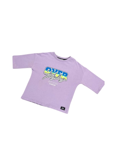 New Kids Baskılı %100 Pamuk Kız Çocuk Tişört-90489 Lila