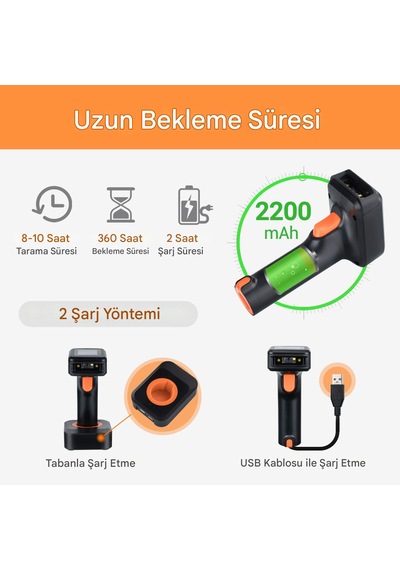 Tera Hw0006 2d Barkod Okuyucu Kablosuz, Ekranlı, Şarjlı