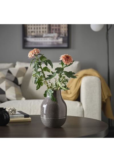 Ikea Gradvis Seramik Vazo 21 Cm Koyu Gri