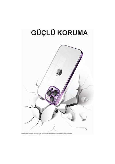 Apple Uyumlu  iPhone 12 Pro Max ile Kapak Lens Korumalı Arkası Şeffaf Sert Mika Kılıf - Mavi