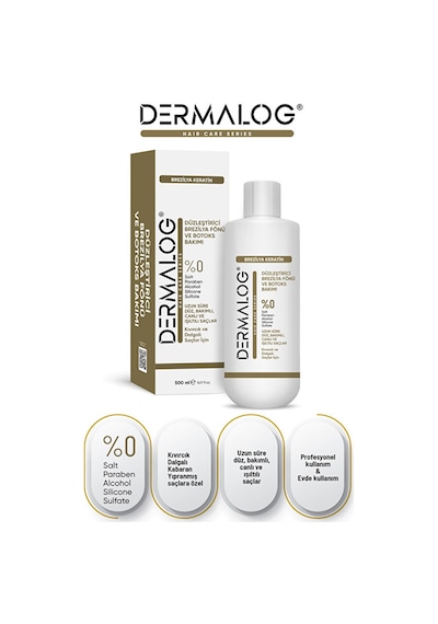Dermalog Saç Düzleştirici Keratin Brezilya Fönü 500 ML + Dermalog Tuzsuz Şampuan 500 ML