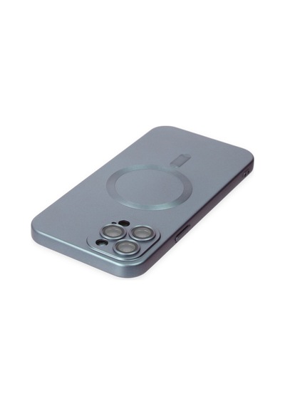 Apple iPhone  Uyumlu-  12 Pro Max Kılıf Moshi Lens Magneticsafe Silikon - Sierra Blue