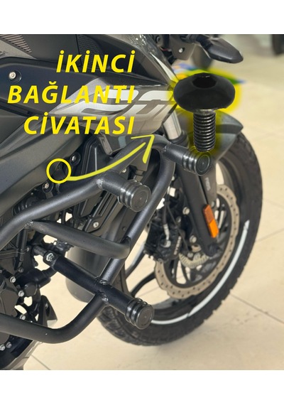 Bajaj Pulsar Ns 200 Özel Üretim Ön Koruma Demiri 3 Takozlu Beyaz