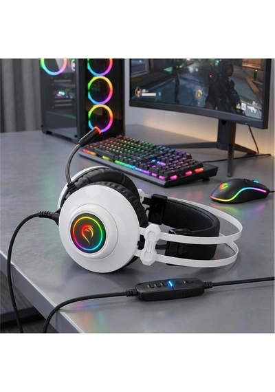 Rampage Rm-k1 Pulsar Beyaz Usb 7.1 Surround+titreşim Rgb Gaming Oyuncu Mikrofonlu Kulaklık Kdo