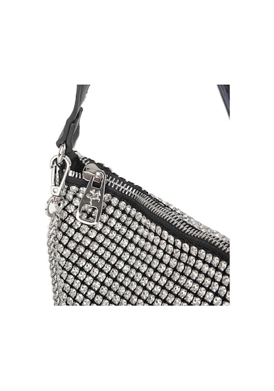 Nas Bag Kadın Çapraz Çanta Black White Diamond Siyah Taşlı Çanta Gümüş
