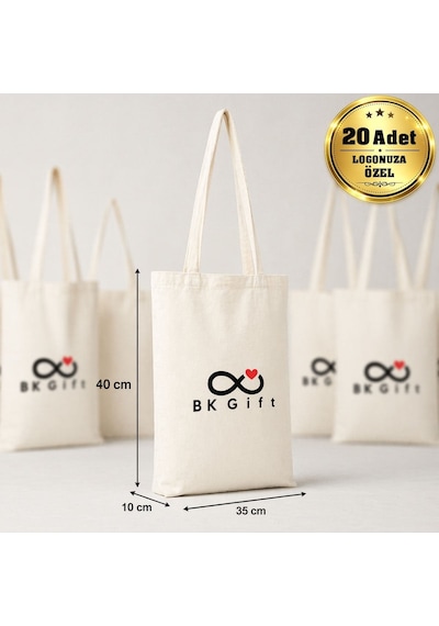 Logonuza Özel 20 Adet Ham Bez Çanta Alt Körüklü 35x40x10 Cm Promosyon Logo Baskılı Ham Bez Çanta Ham Renk