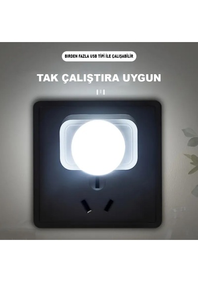 2 Adet Mini Usb Gece Lambası Beyaz