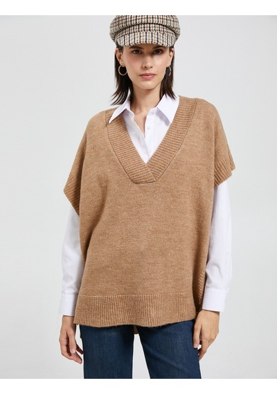 Koton V Yaka Süveter Oversize Deve Tüyü 4wak20012ht 4WAK20012HT100 Taba