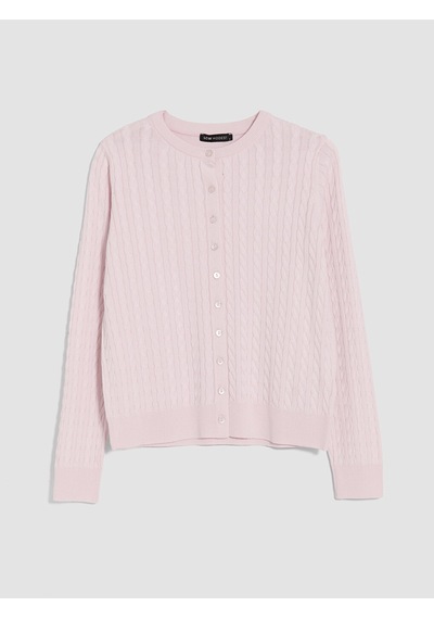 Lcw Modest Pembe Saç Örgüsü Desenli Kadın Triko Hırka