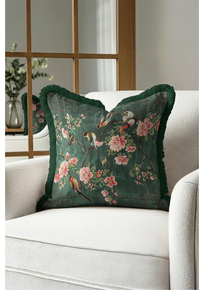 Egzotik Kuşlu Çiçekli Vintage Tasarımlı Saçaklı Yastık Kılıfı - Pembe Gri Püsküllü Kırlent Kılıfı Puslu Sahil Nektar Egzotik Kuşlu Çiçekli Vintage Tasarımlı Saçaklı Yastık Kılıfı - Pembe Gri Püsküllü Kırlent Kılıfı Puslu Sahil Nektar