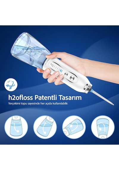 Şarjlı Kablosuz Ağız Duşu, Hızlı Ve Etkili Diş Arası Temizliği 300 Ml Su Hazneli, 5 Modlu, 6 Başlıklı, Ipx7 Su Geçirmez, Diş Taşı Temizliği Beyaz 51949243