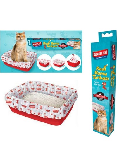 Koroplast Ekstra Büzgülü Kedi Kumu Torbası 7'Li 82 X50Cm 15 Paket