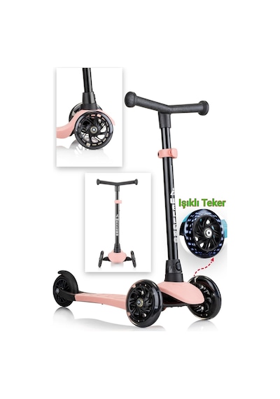Wellgro Işıklı Scooter, Ayarlanabilir Yükseklik, Ön Tekerleri Işıklı, Pembe Pembe