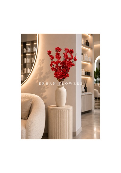 Kırmızı Bahar Dalı 45 Cm 9 Dal Saksısız