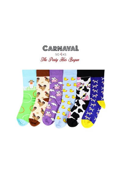 Carnaval Socks Çiftlik Hayvanları Desenli Tasarım 6'lı Çorap Kutusu Çok Renkli