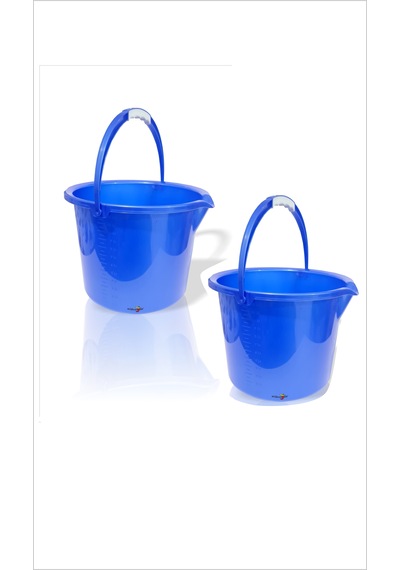 Büyük 12 Litre Ölçebilen Beher İki 2 Adet Mavi Saplı Kırılmaz Parlak Yüzeyli Sağlam Balıkçı Araba Yıkama Bahçe Su Buz Çöp Kova Kabı Kovası