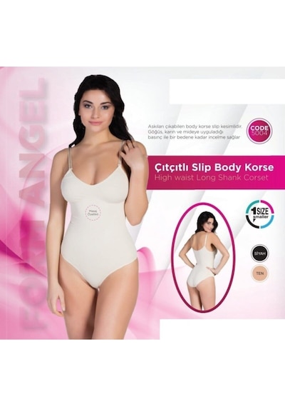 Form Angel 5004 Çıtçıtlı Ip Askılı Body Korse Siyah