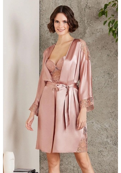 Pierre Cardin 6000 Kadın Dantelli Saten 6'lı Set-brandy Brandy