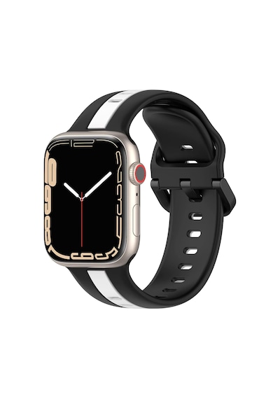 Apple Watch İle Uyumlu 42/44/45/49 Mm İçin Metal Tokalı Spor Silikon Kordon Çift Renkli Hava Alabilen Delikli Kayış Çok Renkli
