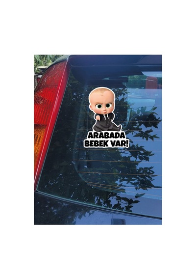 Patron Bebek Arabada Bebek Var Sticker 15x20 Cm Su Geçirmez Yüksek Çözünürlüklü Araba Sticker