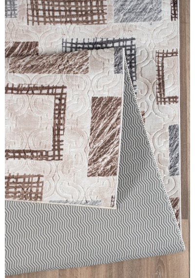 Raschel Carpet Mavi-kahve Emboss Çökme Kare Desenli Kalın Yumuşak Kaymaz Özel Taban Halı Yolluk