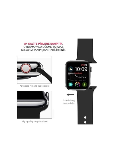 Watch Silikon Delikli Kordon Uyumlu Kayış Seri 42-44 Mm Kahverengi