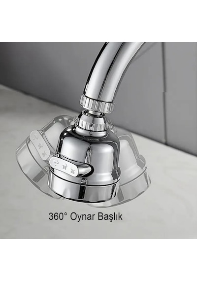 3 Kademeli Tasarruflu Musluk Başliği 360 Derece