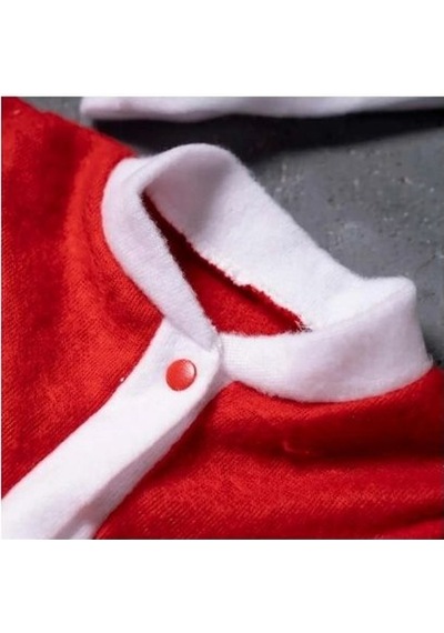 Bebelop Kız ve Erkek Bebek 6-15 Aylık Noel Tulum Noel Kıyafeti Yılbaşı Beyaz - Kırmızı
