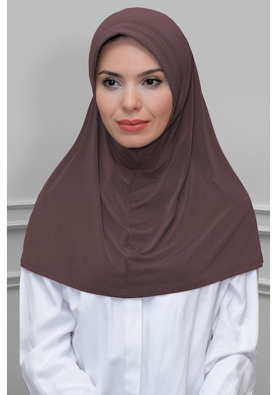 Hürrem Bone Vizon Pratik Hazır Geçmeli Tesettür Eşarp Sandy Kumaş Sade 1600_1 Vizon