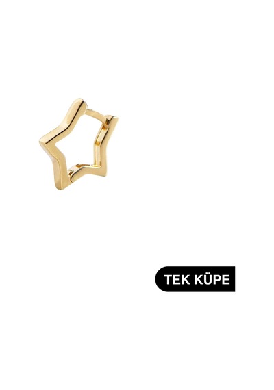 Goldkupe 14 Ayar Yıldız Tek Halka Altın Küpe 0,67 Gr-6331