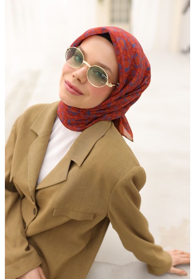 Silk Home Soft Eşarp 73077-17 Gül Kurusu, Gök Mavi, Yeşil