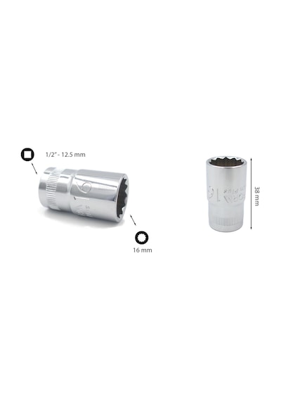 Ceta Form 16 mm 1/2” 12 Köşe Yıldız Lokma Anahtar C22-B16