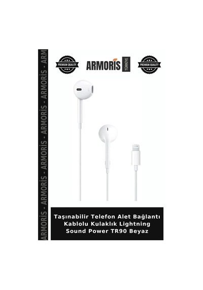 Taşınabilir Telefon Alet Bağlantı Kablolu Kulaklık Lightning Sound Power Tr90 Beyaz
