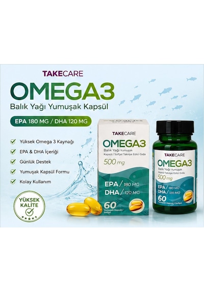 Takecare Omega 3 Balık Yağı 500 Mg 60 Softjel