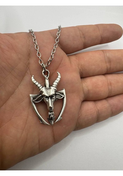 Pagan Keçi Şeytan Figürlü Gümüş Renk Unisex Kolye Gotik Ve Alternatif Takı Çok renkli