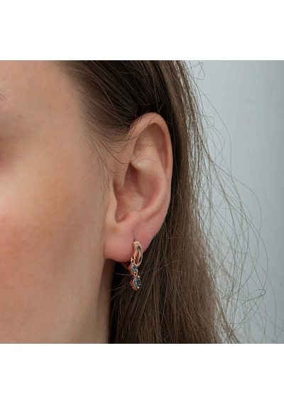 Gümüş Rose Sallantılı Mistik Topaz Kadın Küpe 14 MM-Gümüş