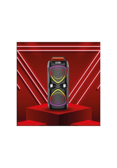 D78 Bluetooh Speaker Şarjlı Kablosuz Taşınabilir Hoparlör Mikrofonlu Led Işıklı Parti Speaker Sd Kart Usb Fm Radyo Uzaktan Kumandalı D78