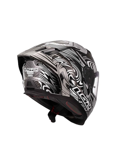 Ls2 Dragon Karbon Enthum Kapalı Kask Siyah - Beyaz